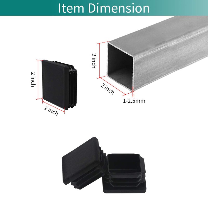 MENTODO 2" 2X2 Square Tubing Plastic Plugs(10 Pack), 2"x2" 2 Inch Square End Cap 2x2 Inch Tube End Cap Fence Post Pipe Cover Tubing Insert Chair Glide Finishing Plug Fitness Equipment Pipe Covers - Image 2